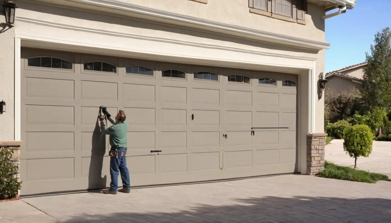Independent garage door provider checking a torsion spring above a residential garage door in American Canyon